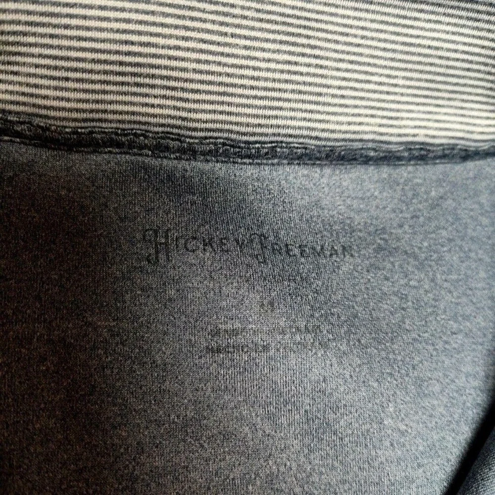 Hickey Freeman Sweater Mens M Gray Striped 1/4 Zip Pullover Golf Stretch Work